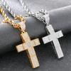 Hip Hop 316L Stainless Steel & Full CZ Cross Pendant Necklace Man Double Layer Hollow Cross Jewelry Gifts Trend Necklaces
