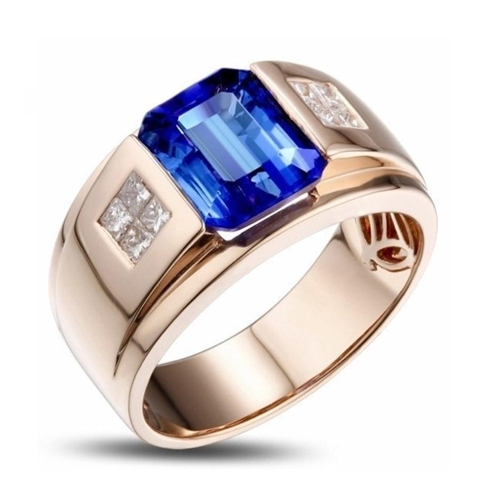 

Модное популярное мужское кольцо с синими кристаллами и стразами, наполненное ювелирными изделиями