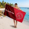 Asciugamano da Spiaggia Personalizzato Ajax Amsterdam, Stampa Testo Nome Personalizzato, Asciugamano Morbido Asciugatura Rapida con Logo Calcio, Regalo per le Vacanze