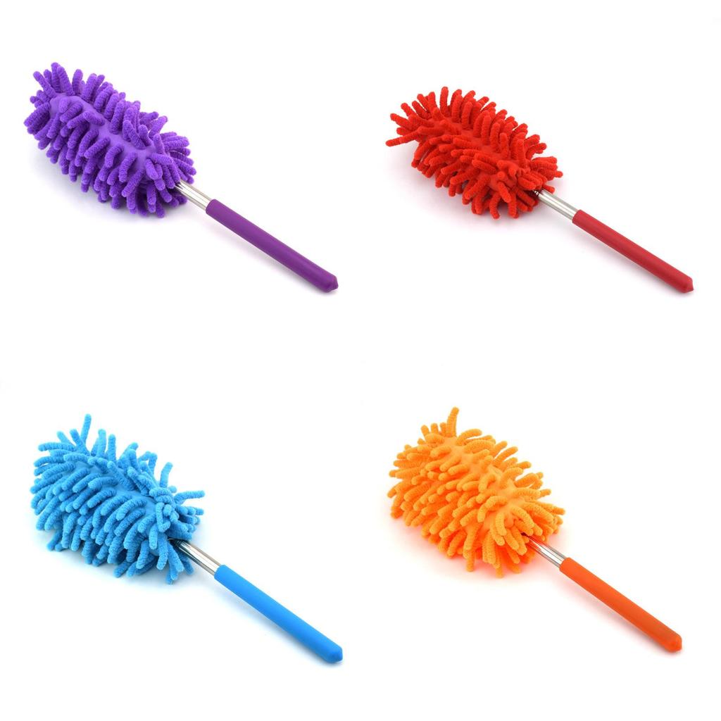 Stainless Steel Extendable Duster With Synthetic Fiber Head For Home Cleaning