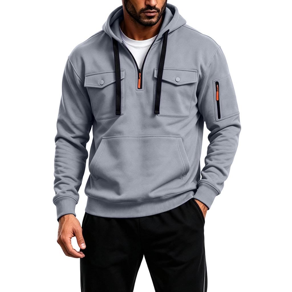 Men's Quarter-Zip Pullover Hoodie Casual Trendy Sweatshirt for and Winter