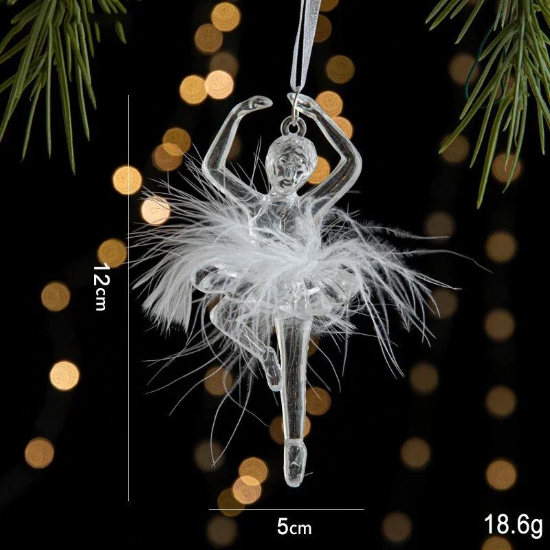 Weihnachts-Eiskristall-Anhänger Weihnachtsbaum-Anhänger Transparente Acryl-Engel-Licht Luxuriöse Szenen-Dekoration Requisiten Silvester 2025