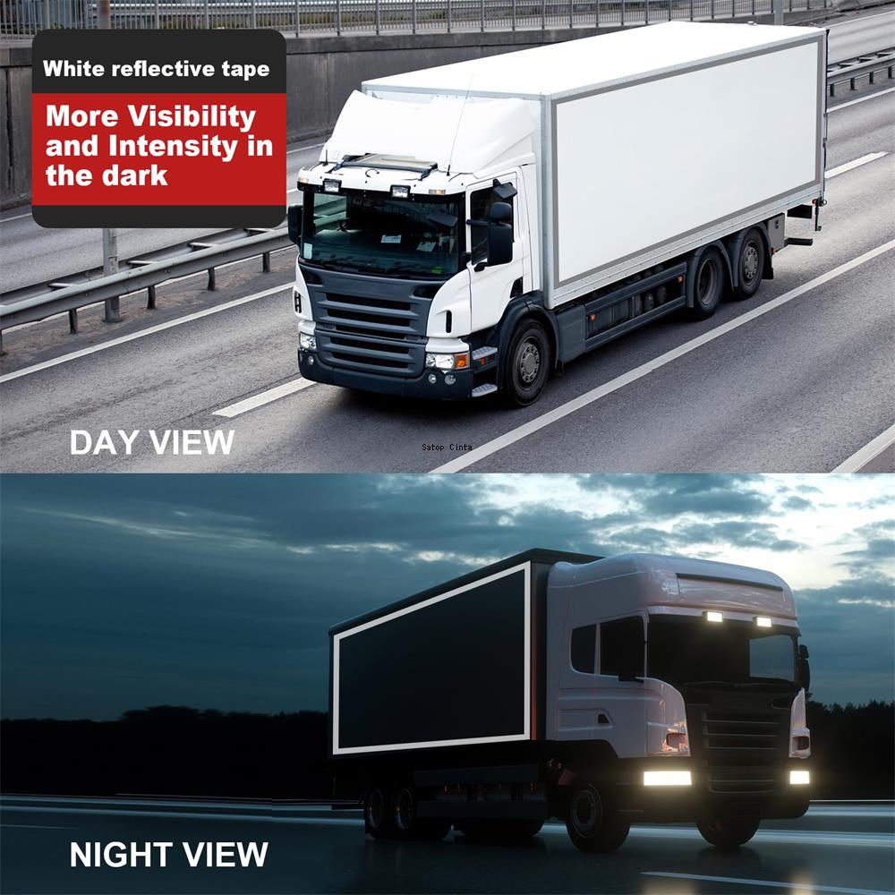 5CMx10M Weißes PET Reflektierendes Material Selbstklebende Bänder Autoaufkleber Wasserdicht Diamantgrad Reflektorenfolie Für LKW Anhänger