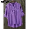 GMXIA Dámská móda Ležérní jednobarevné halenky a košile s krátkým rukávem a výstřihem do V