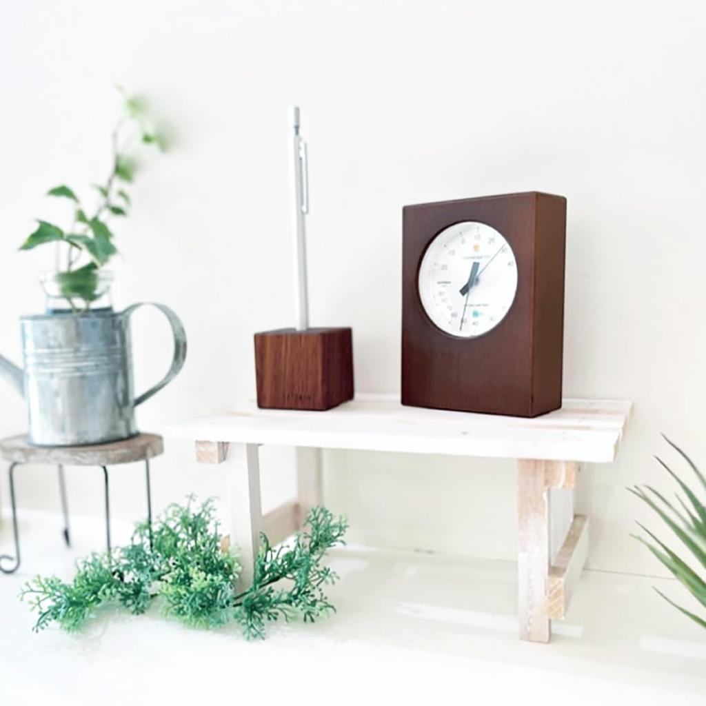 KATOMOKU Thermo-Hygrometer, Brown, km-101BR, Tabletop/Wall-Mountable, Wooden, Rectangular, 11 x 8 x 3.3 cm