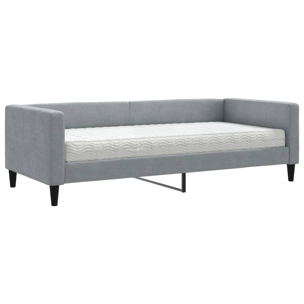 Vidaxl Sofa Z Materacem Do Spania, Jasnoszara, 90X200 Cm, Tkanina