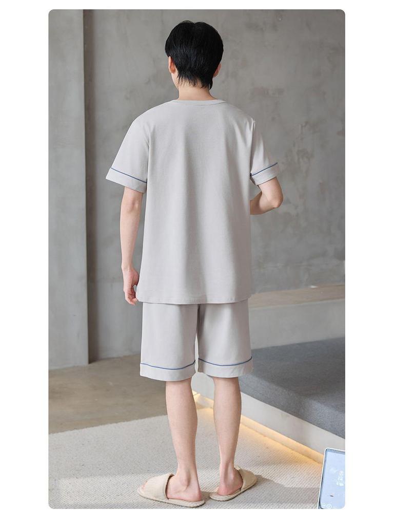 Men's Plus Size Cotton Short Sleeve Pajama Set - Summer Casual