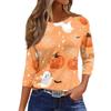 Women's O-neck 3/4 Sleeve  Printed Top