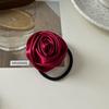 French Satin Rose Hair Tie - Elegant Retro Elastic Band
