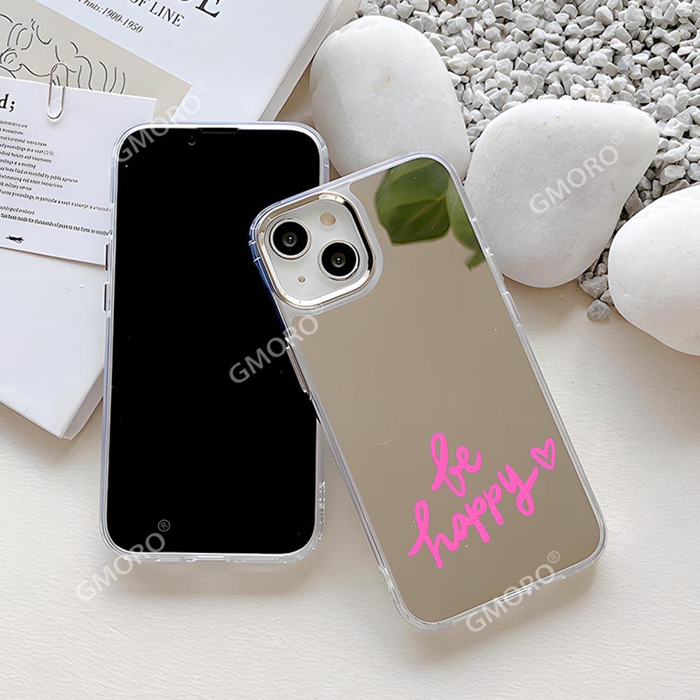 Hot-selling pink love iPhone17 creative letter mobile phone case Apple 16Pro simple mirror hard case