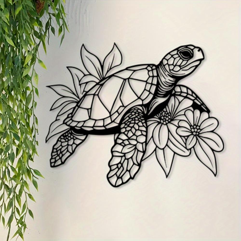 1pc Modern Marine Turtle Wall Sculpture Rust Resistant Iron Sea Turtle Art Horizontal Marine Theme Design Outdoor Home Office Easy Mount Decor