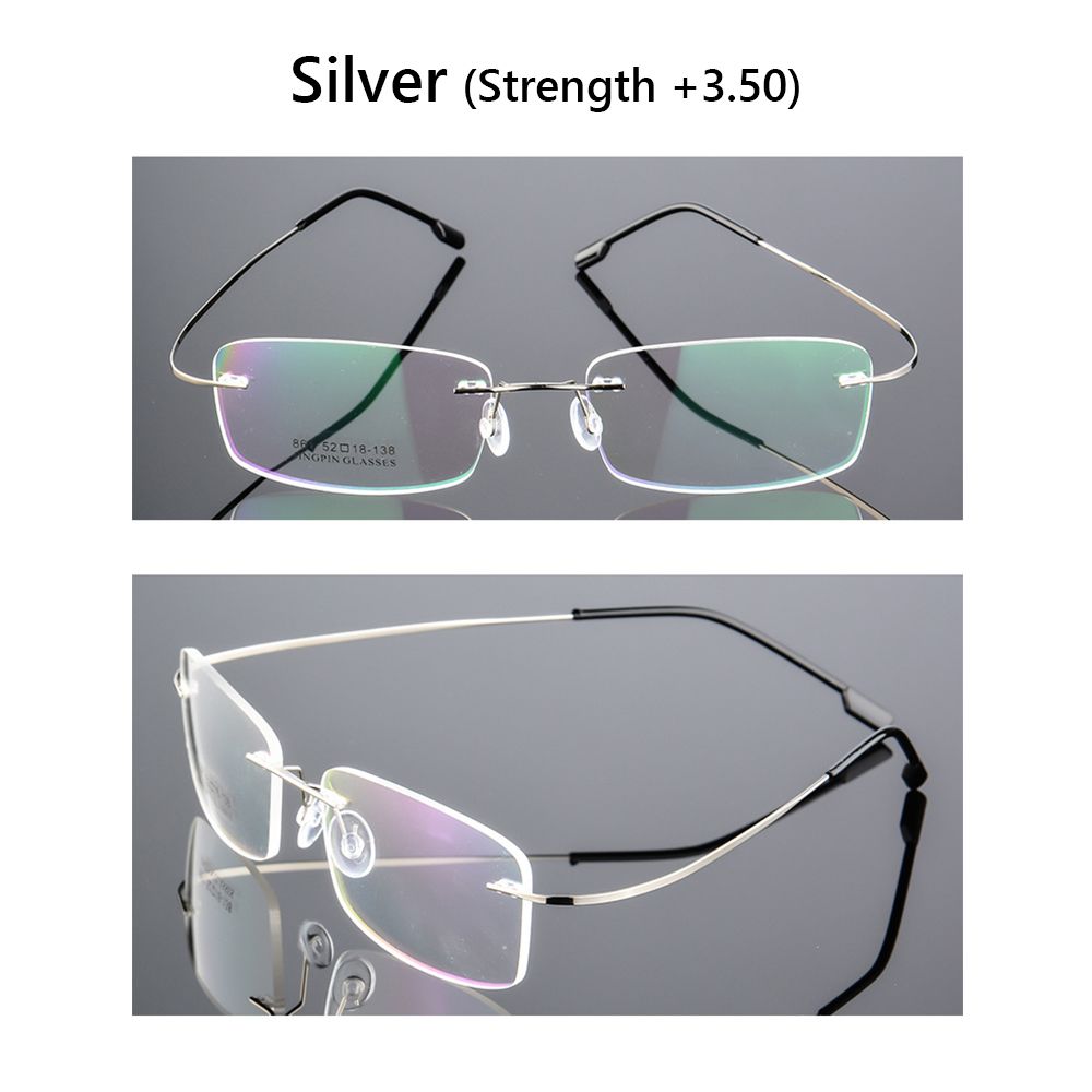 Eyewear Vision Care Flexible Presbyopic Eyeglasses Rimless Reading Glasses Memory Titanium