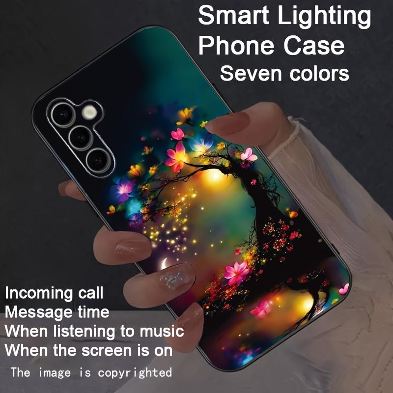 

Світлодіодна кришка для Samsung Galaxy S25 S24 S23 S22 Ultra Plus FE A35 A55 A15 A56 A16 5G Світний Чорний Метелик Дерево Скляний Чохол для Телефону З Підсвічуванням S25