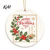Festive Home Decor Ceramic Christmas Ornament, 2D Double Sided Cowboy/Nutcracker/Holy Berry Hanging Holiday Window Decorations Ornament for