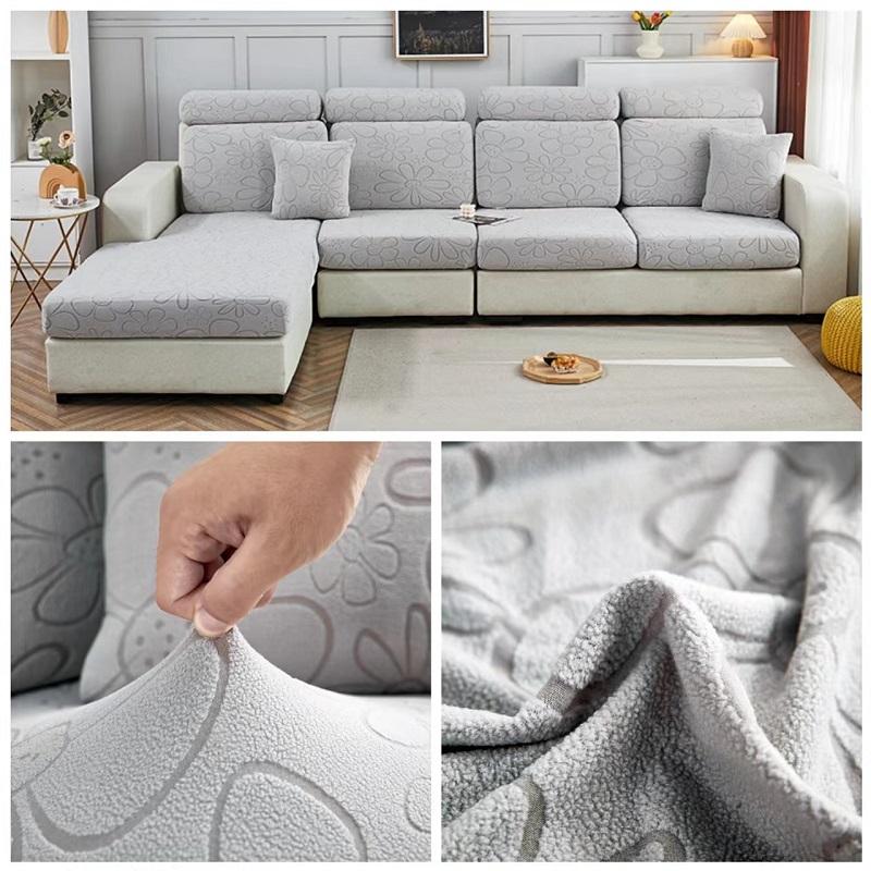 Jacquard Sofa Cover For Living Room Cationic Carving Sofa Covers Elastic Corner Sofa Seat Cushion Cover Furniture Protector