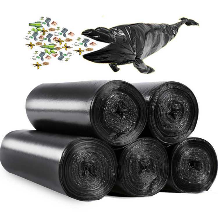 

Extra Thick Black Flat Mouth Garbage Bags - Six-Roll Pack for Hotel, Kitchen, and Household Use 45cm x 50cm