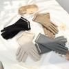 Women Winter Touchscreen Gloves Plush Lined Gloves with Faux Pearls Warm Windproof