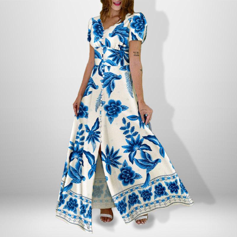 

New Spring Fashion Women s Printed Loose Dress 3XL