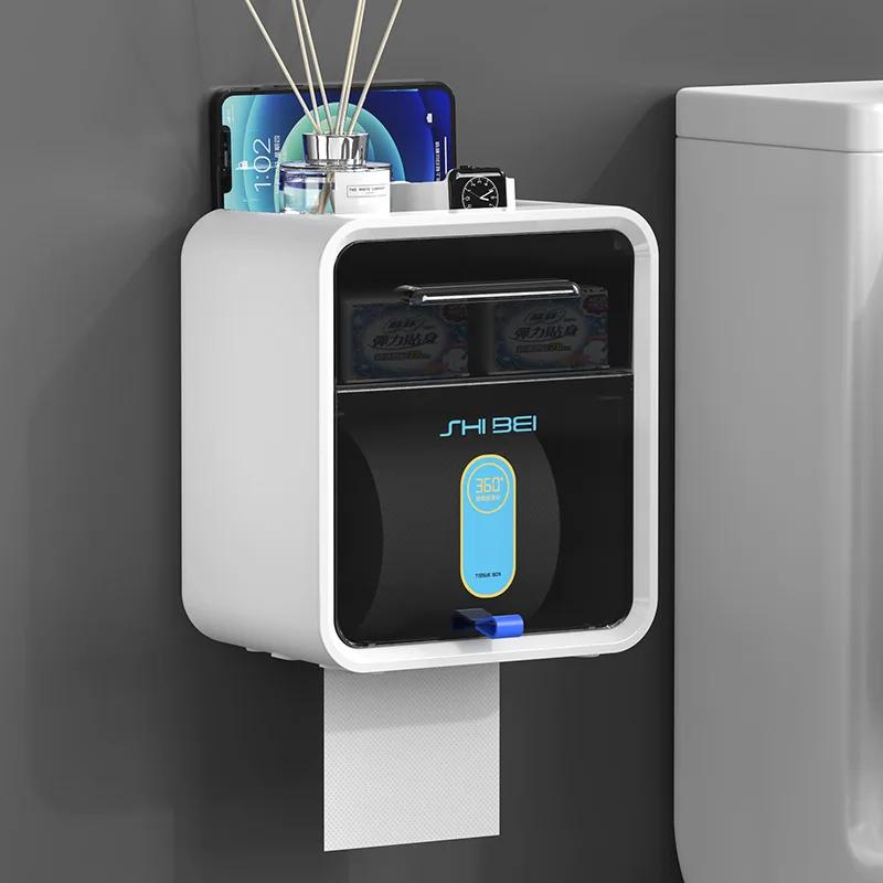 Paper Towel Dispenser Toilet Paper Holder Waterproof Tissue Box Wall Mount Storage Shelf Rack Paper Storage Box Bathroom Product