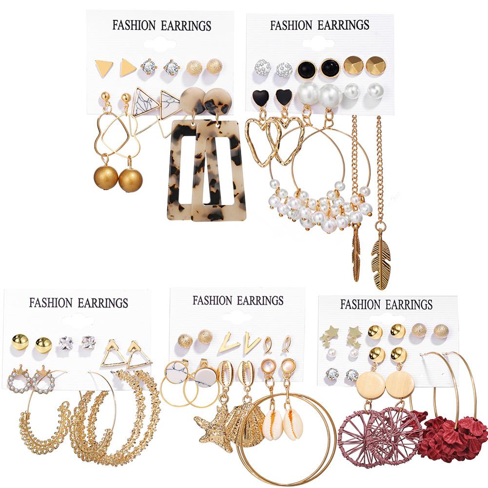 6 pairs/Set Of Women'S Earrings Simple Unisex Dream Catcher Flower Earrings