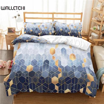 Home Living Luxury 3D Marble Grid Print 2/3Pcs Comfortable Duvet Cover PillowCase Bedding Sets Queen and King EU/US/AU Size