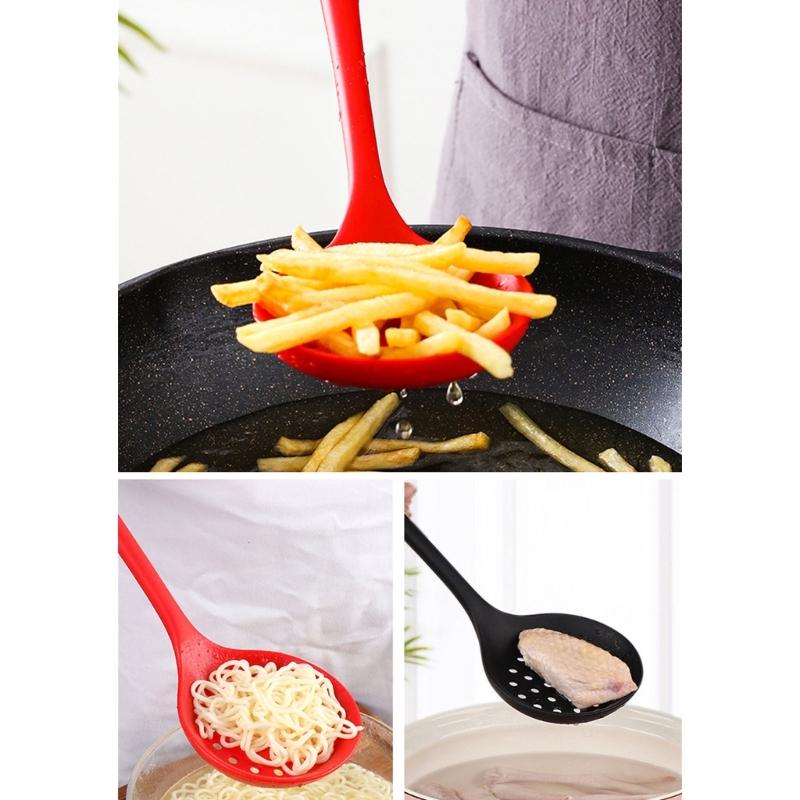Set of 2 Kitchen Strainer Spoon Silicone Skimmer Slotted Spoon Strainer Ladle Strainer Spoon for Draining and Cooking
