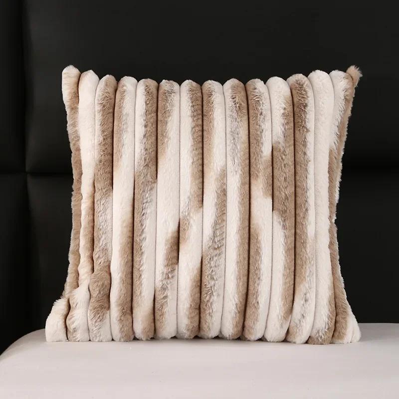 Federa per Cuscino in Finta Pelliccia di Coniglio 45x45cm Super Morbida Soffice Shaggy Copricuscini Decorazioni per la Casa Federe Copricuscini in Pelliccia Peluche