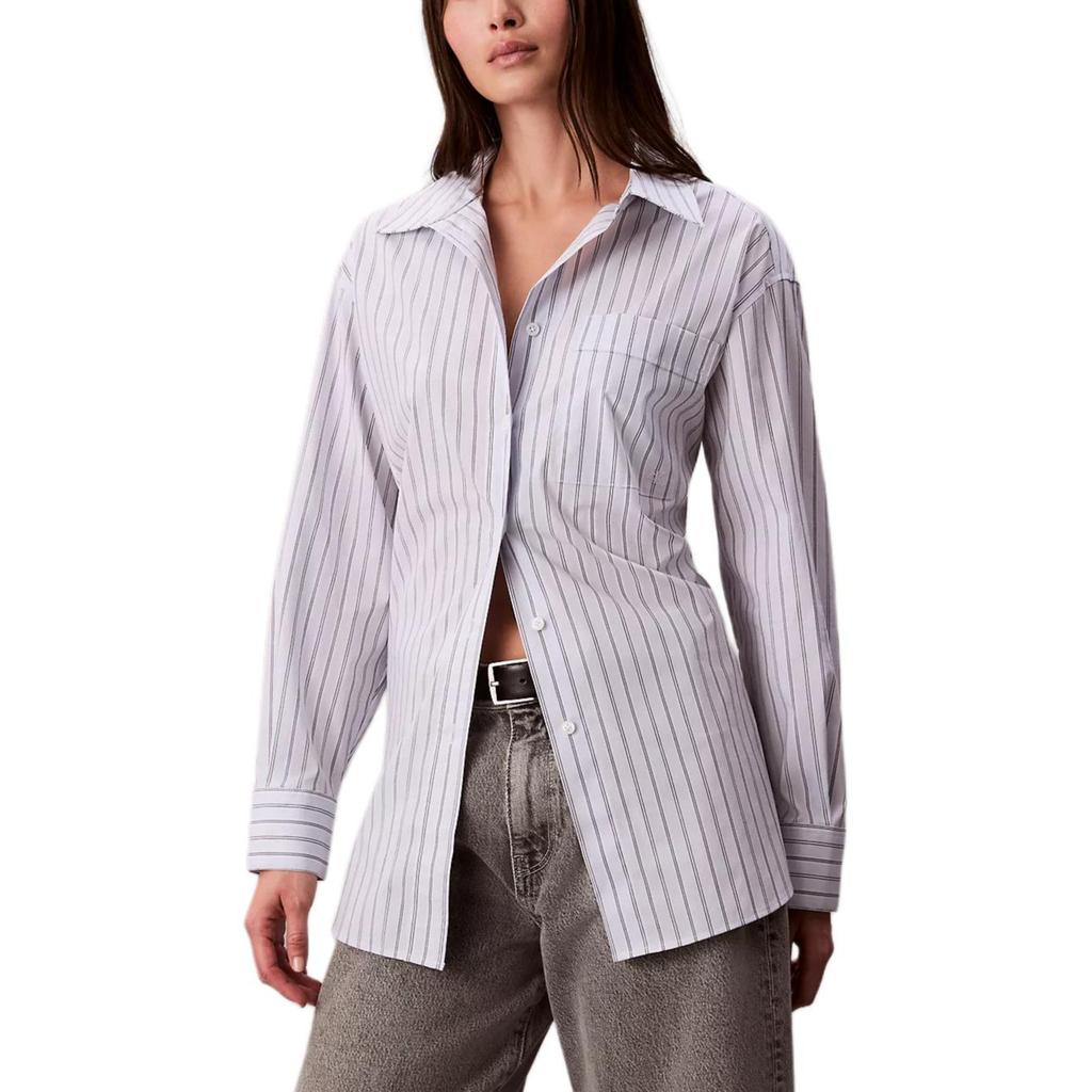 Calvin Klein Striped Casual Loose Pointed Collar Long Sleeve Shirt Women shirts 47D198G-R9H