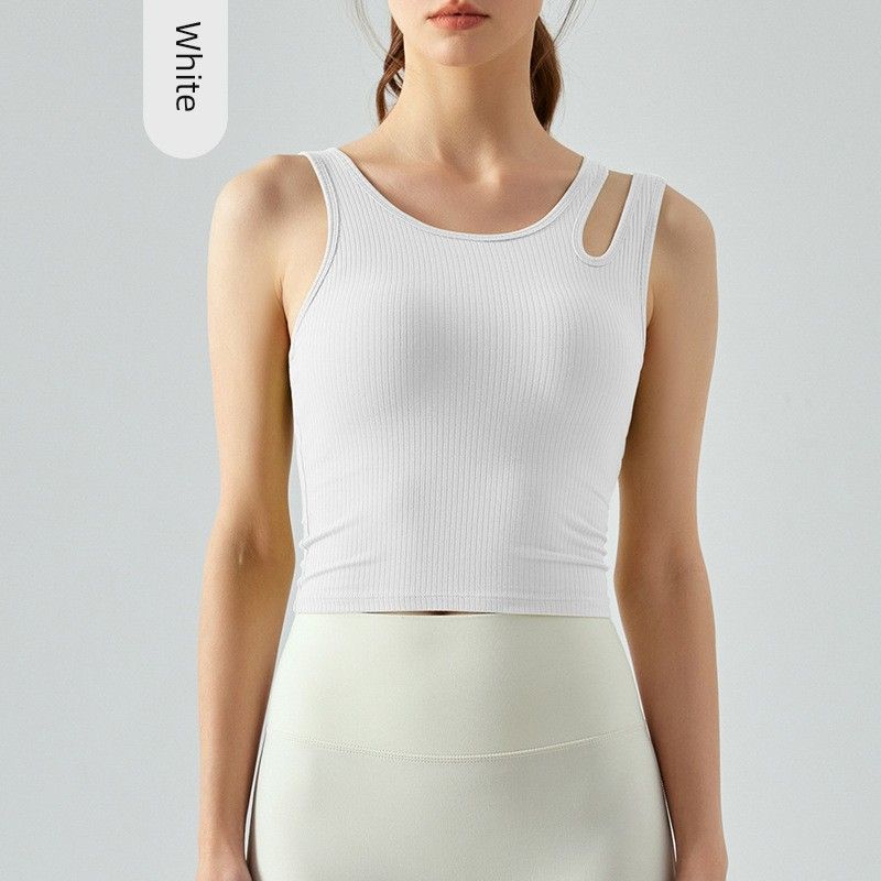 With Chest Pad New Arrival Rib Slim-Fit Yoga Wear Beauty Back Vest Running Sports Quick-Drying Workout Clothes Tops Women's Spring and Summer
