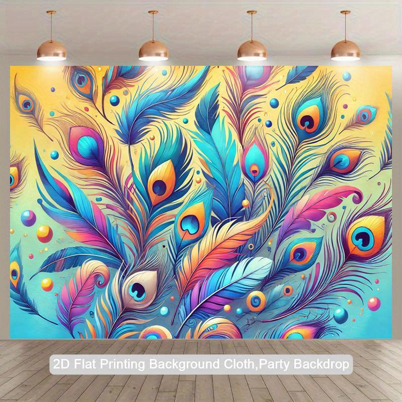 1piece of2D Flat Surfacewith Colorful Feather Pattern Polyester Photo Background Clothfor Festival Parties and Birthday Gifts