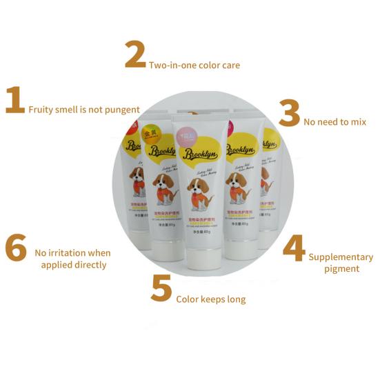 80g Semi Permanent Pet Dye Cream High Pigmented Colorful Dog Hair Bright Coloring Dyestuff Pigment Supplies for Home