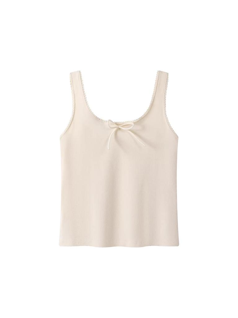 2026 Women's Tight-Fitting Bow Spaghetti Strap Tank Top - Versatile Summer Sleeveless Inner & Outer Wear