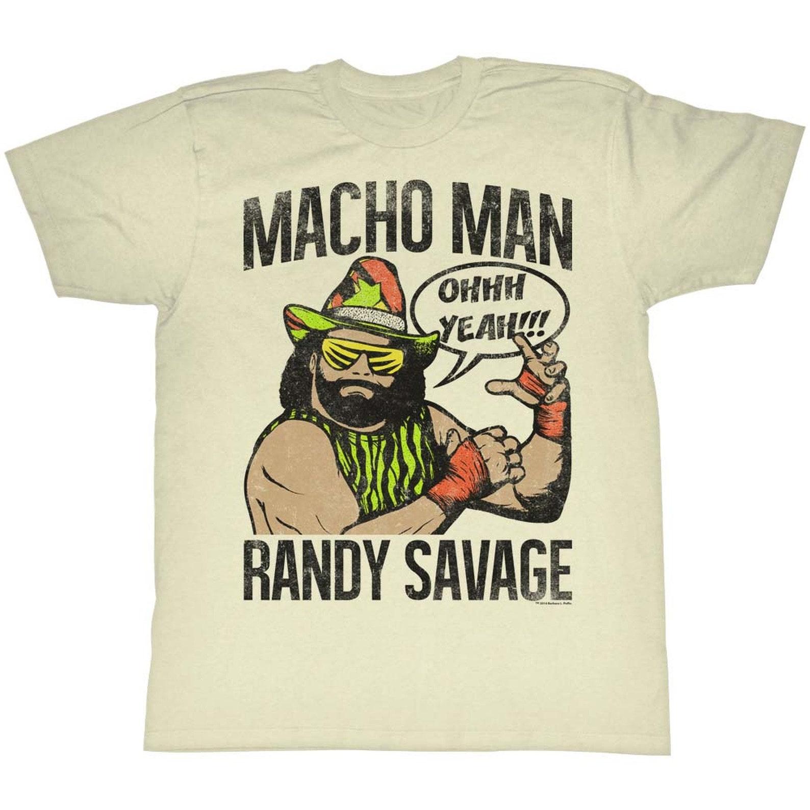 Macho Man Oh Yeah Natural Adult T-Shirt M