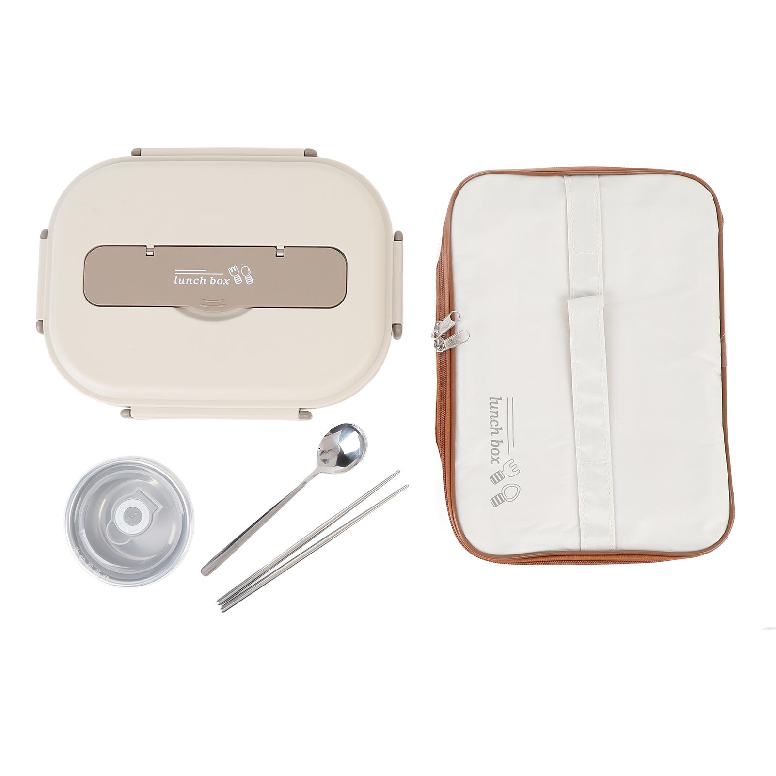 

Ланч-бокс из нержавеющей стали 316 1500 мл Портативный контейнер для обеда с миской для супа, ложкой, палочками для еды, сумкой Beige