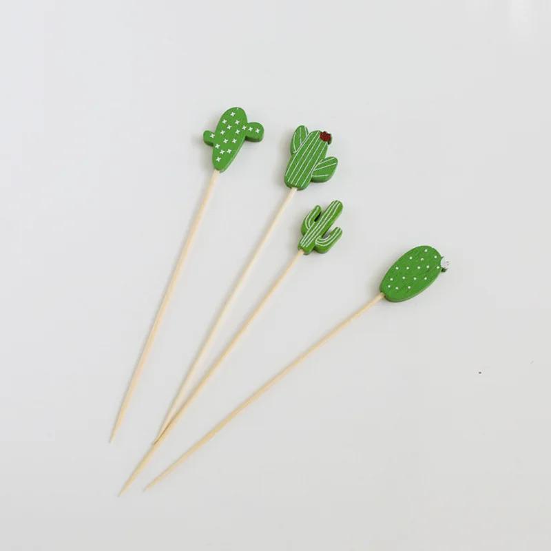 100Pcs/bag 12cm Bamboo Pick Buffet Cupcake Disposable Fruit Fork Party Dessert Salad Stick Cocktail Skewer for Party Decor