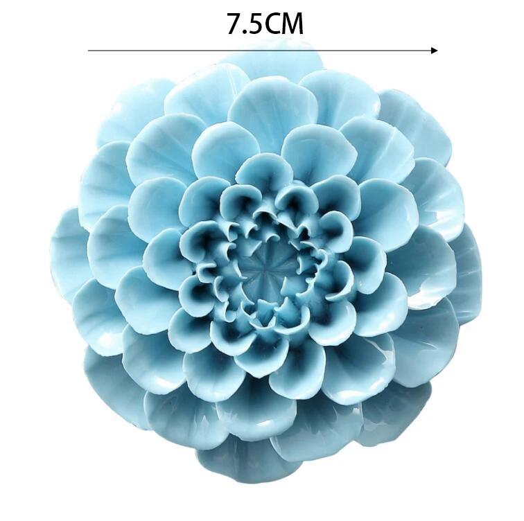 Chinese Blue Peony Rose Ceramic Flower Wall Mural Ornaments Home Livingroom Wall Sticker Decoration Club Hall Store Wall Hanging