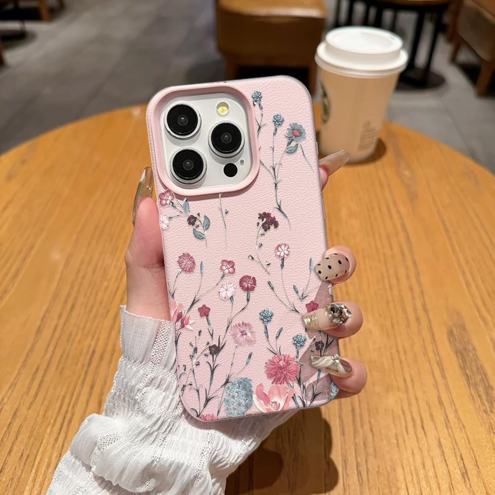 Romantic Flower Pattern Phone Case For Iphone 17 17E 16E 12 Pro Max 11 13 Plus 14 16 15 Transparent Daily Use Bumper Shell Coque