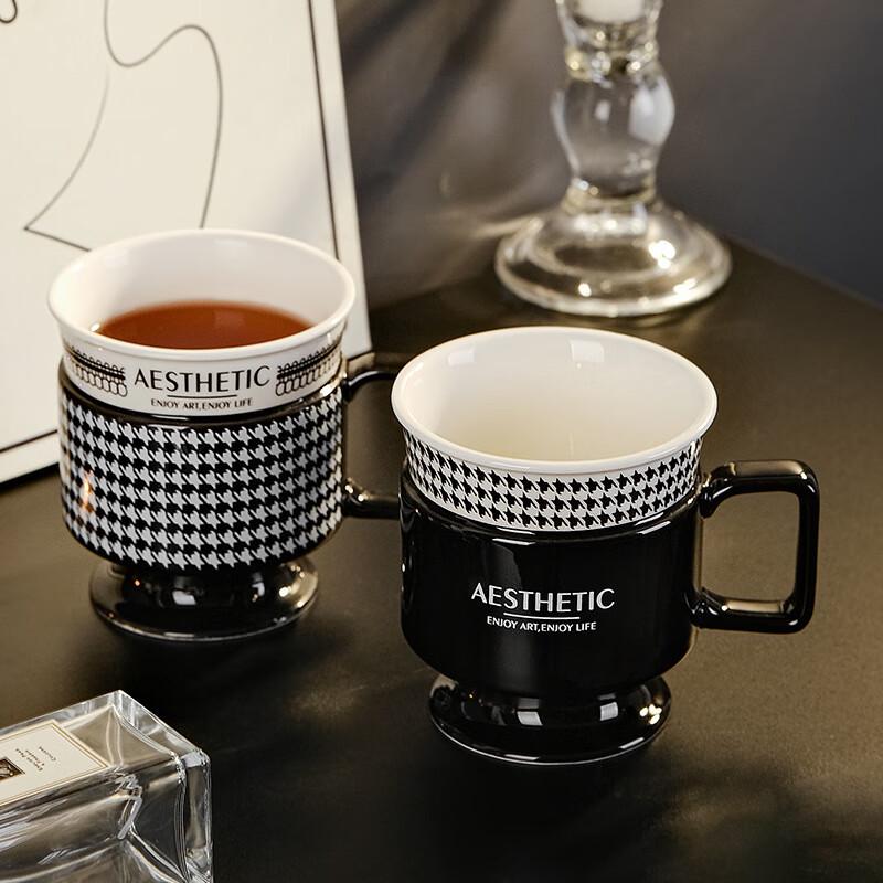 Mug à café en céramique pied-de-poule style français