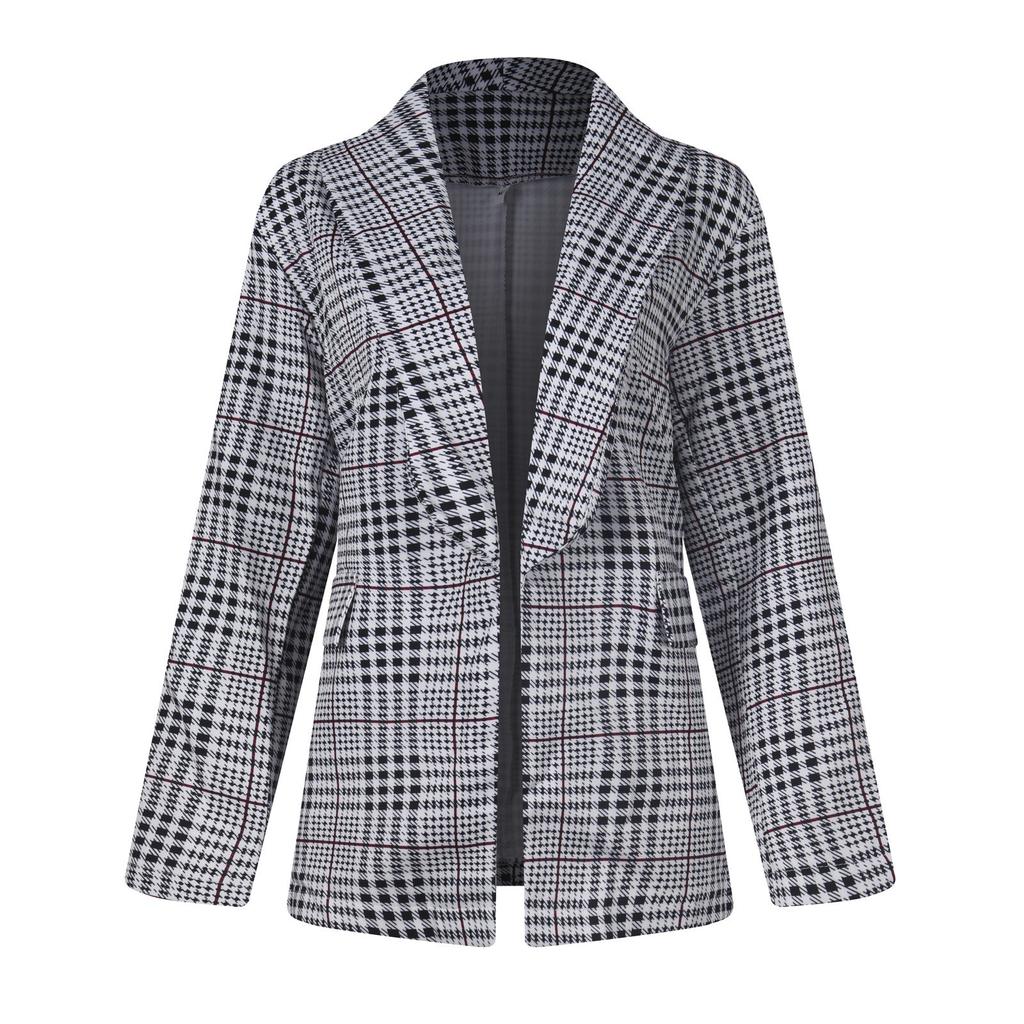 Women Fashion Long Sleeve Print Color Coat Open Front  Suit Jacket