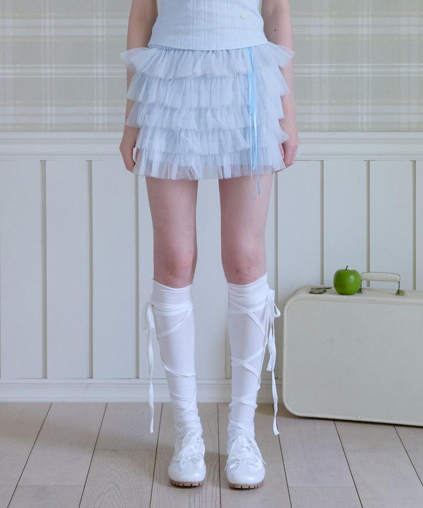 Pink Pineapple Dreamy Lace Tiered Skirt_Sky Blue