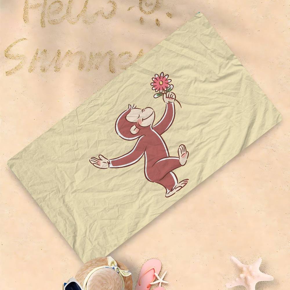 MONKEY CARTOON C-Curious GeorgeS Bath Towel Microfiber Soft Water Absorbing Breathable For Girl Kids Decorative Beach Towel