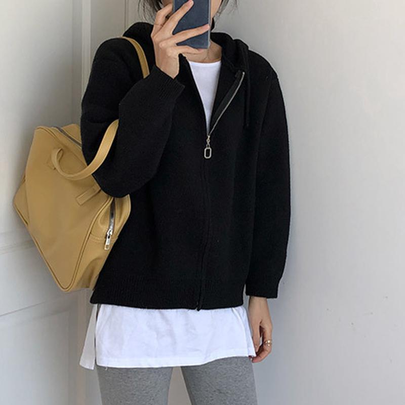 Вязаный кардиган с капюшоном на молнии — фото 11