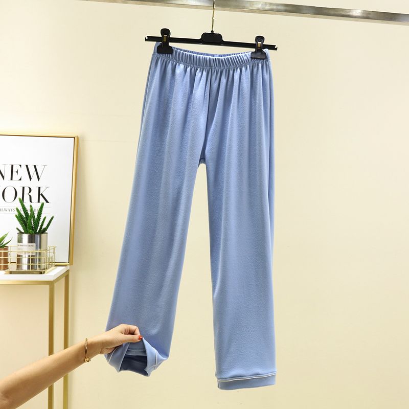 

Dralon Thickened Casual Pants Women s Winter All-Match Wide Leg Pants Fleece-lined Outer Wear Trousers Pure Color Warm Keeping Pajama Pants Home Pants Light blue 2XL (70.00 kg-80.00 kg recommended