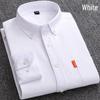 Men's Oxford Long-Sleeve Button-Down Shirt - Business Casual, Solid Color Versatile Cardigan