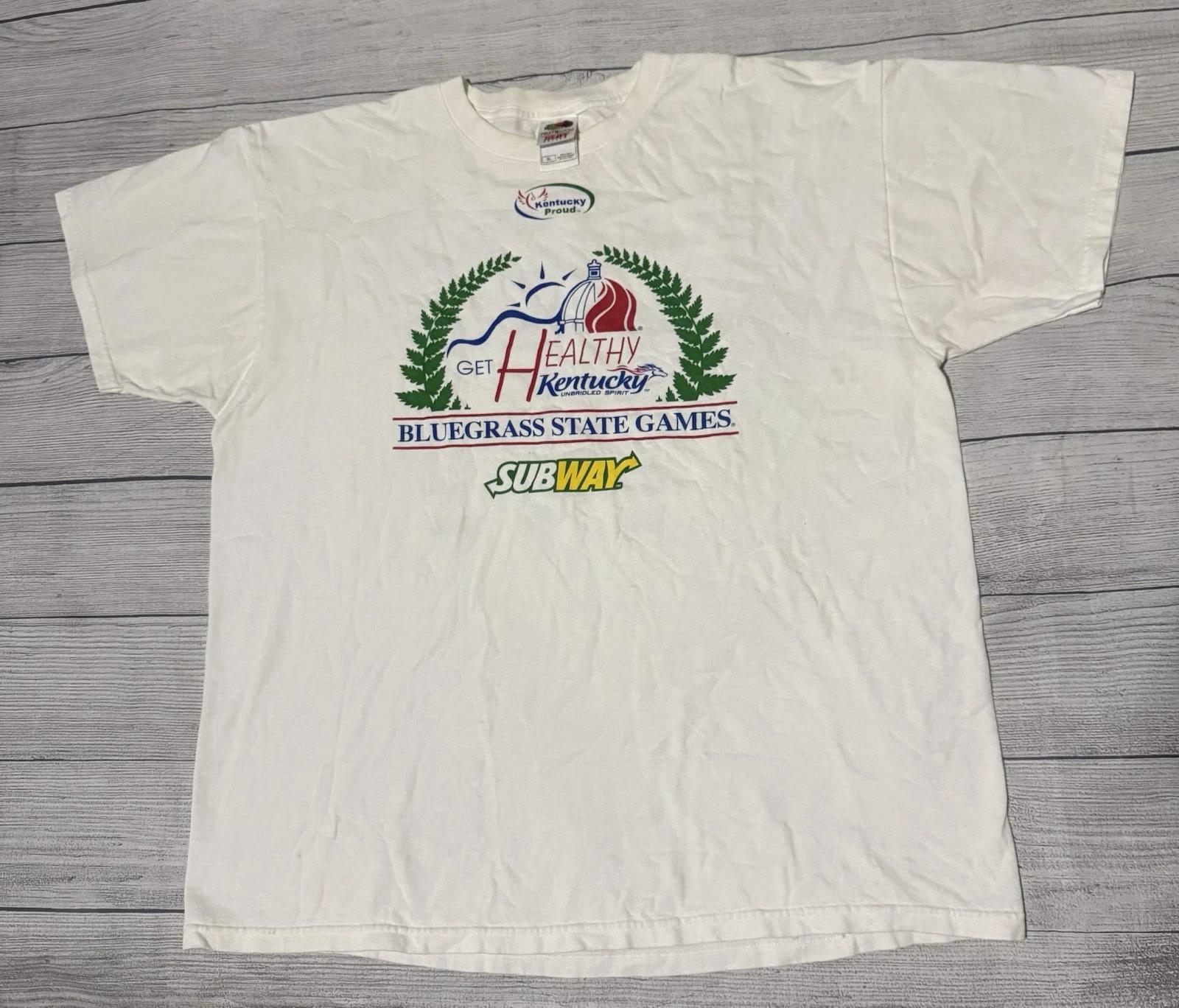 

Vintage Y2K Bluegrass State Games T Shirt 2008 Subway Get Healthy Size XL L