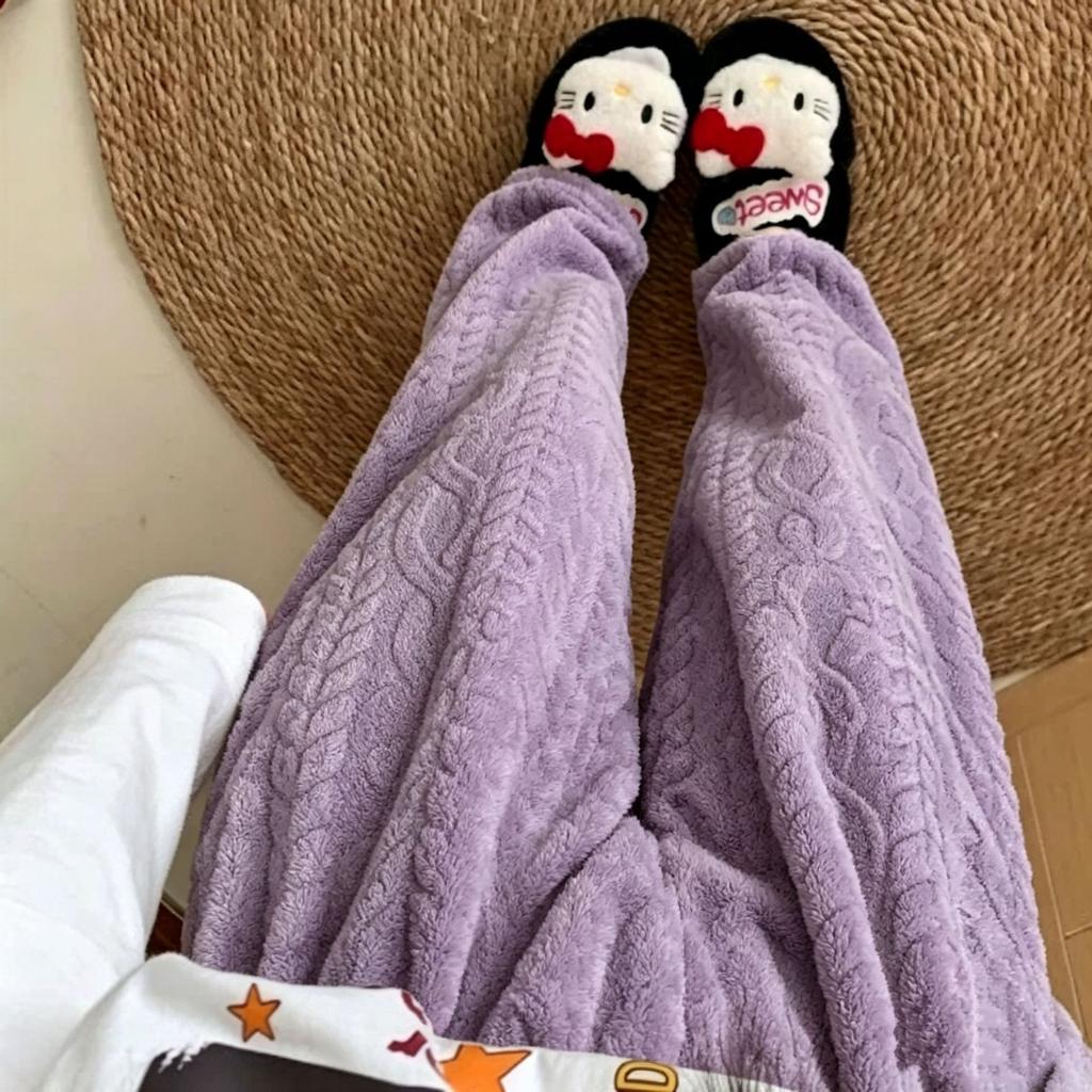 Cartoon Flannel Pajama Pants for Women - Winter Warm Fleece Lounge Pants, Coral Velvet Sleepwear Bottoms for Students, Cozy Home & Outdoor Wear