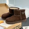 Real fur integrated thick-soled warm cotton shoes, new winter versatile velvet thickened short boots, snow boots