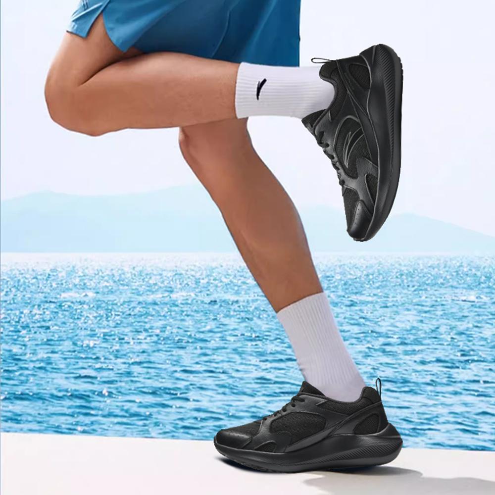 New Anta Cushioning And Breathable Low Top Casual Running Shoes Men's Black 912535507-4