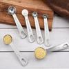 Stainless Steel Measuring Spoons Set With Metal Ring Hanger For Baking And Cooking