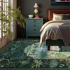 Modern Jungle Floral Living Room Carpet Dark Green Foldable Machine Washable Sofa Coffee Table Mat Advanced Luxury Bedroom Rug